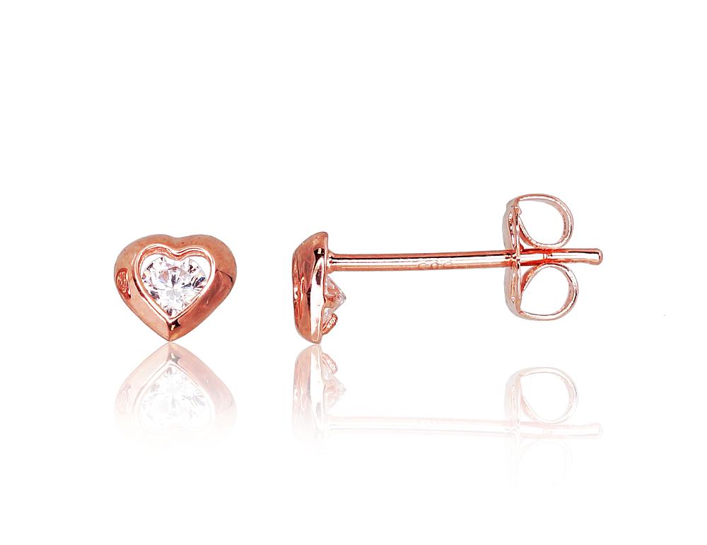 Zelta auskari-puseti #1200203(Au-R)_CZ, Sarkanais Zelts 585°, Cirkoni, 0.31 gr. - Rotaslietas Avenique Design