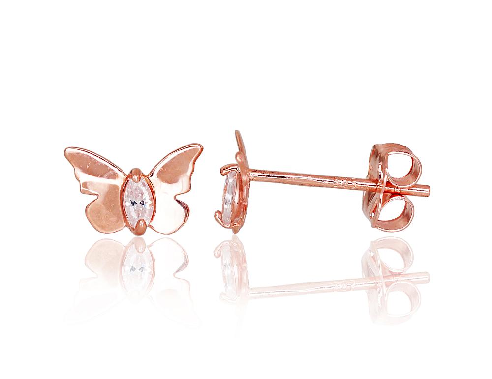 Zelta auskari-puseti #1200283(Au-R)_CZ, Sarkanais Zelts 585°, Cirkoni, 0.38 gr. - Rotaslietas Avenique Design