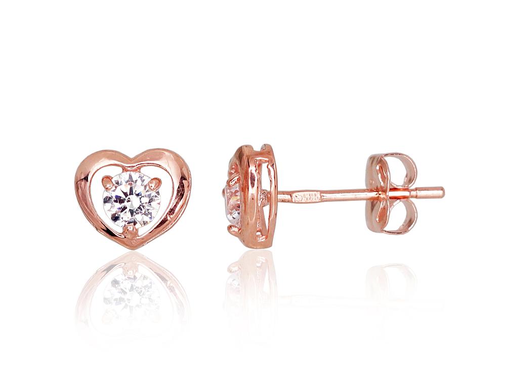 Zelta auskari-puseti #1200480(Au-R)_CZ, Sarkanais Zelts 585°, Cirkoni, 0.59 gr. - Rotaslietas Avenique Design