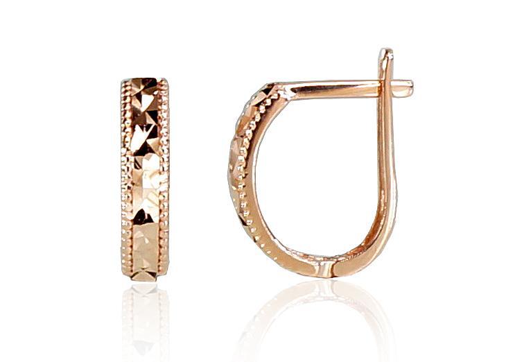 Zelta auskari ar 'angļu' slēdzēju #1200635(Au-R), Sarkanais Zelts 585°, 1.07 gr. - Rotaslietas Avenique Design