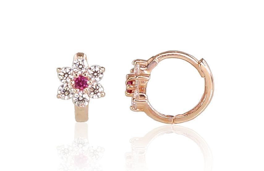 Zelta auskari ar apaļu aizdāri #1200652(Au-R)_CZ+CZ-RO, Sarkanais Zelts 585°, Cirkoni, 1.22 gr. - Rotaslietas Avenique Design