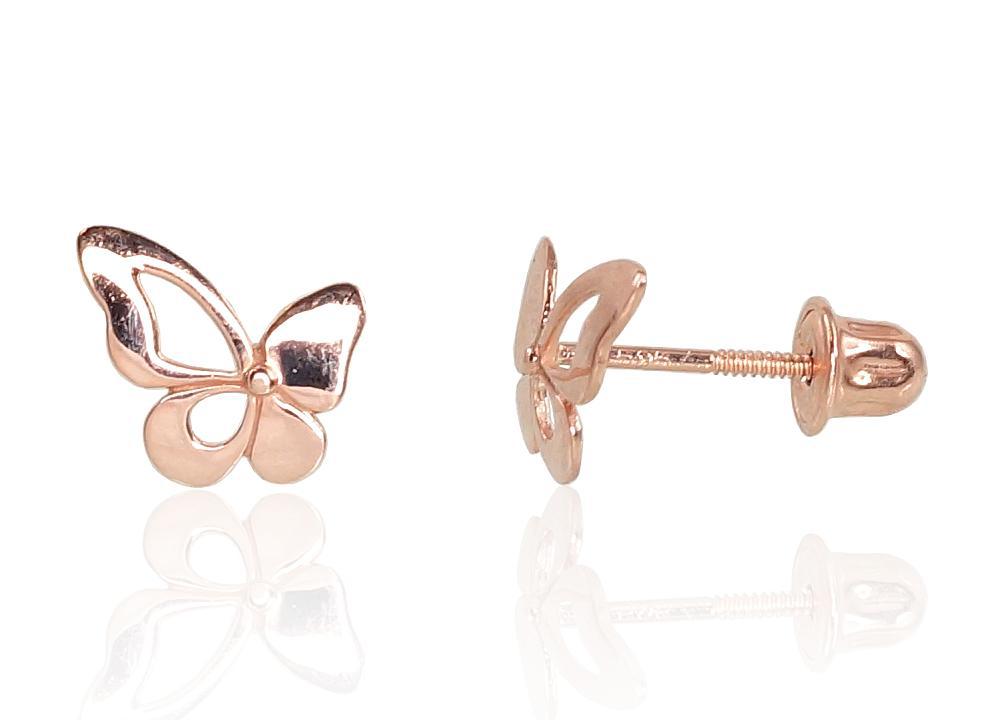 Zelta auskari-puseti ar skrūvēm #1200904(Au-R), Sarkanais Zelts 585°, 0.36 gr. - Rotaslietas Avenique Design