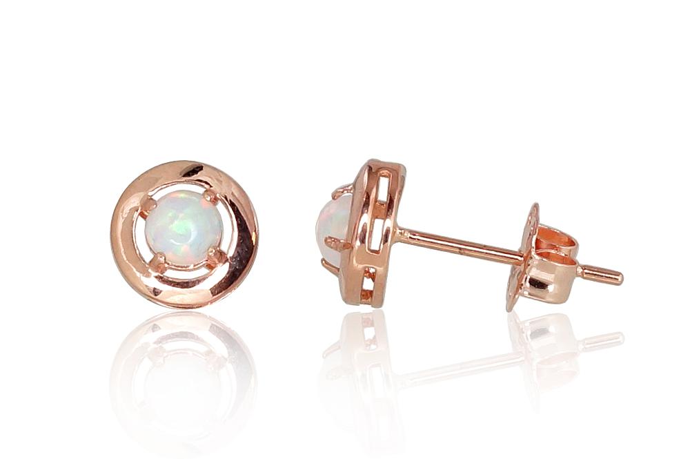 Zelta auskari-puseti #1200949(Au-R)_OP, Sarkanais Zelts 585°, Opalīts, 0.58 gr. - Rotaslietas Avenique Design