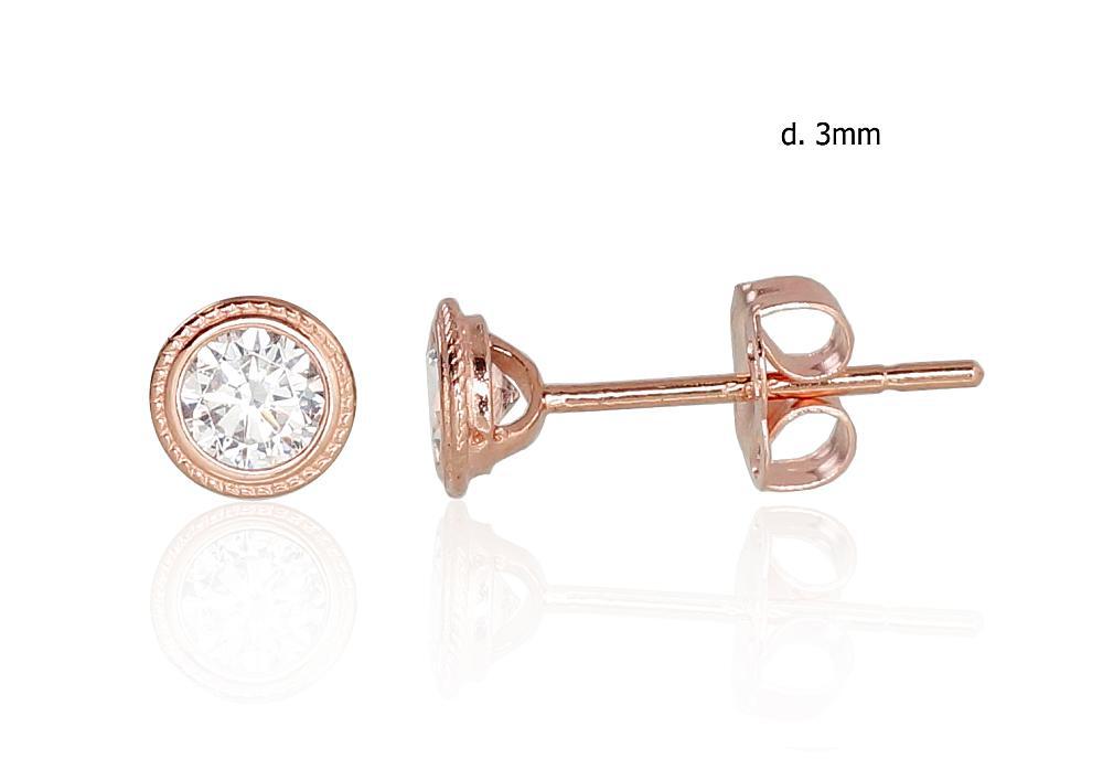 Zelta auskari-puseti #1200951(Au-R)_CZ, Sarkanais Zelts 585°, Cirkoni, 0.41 gr. - Rotaslietas Avenique Design