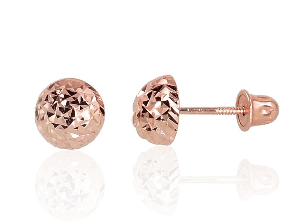 Zelta auskari-puseti ar skrūvēm #1200992(Au-R), Sarkanais Zelts 585°, 0.55 gr. - Rotaslietas Avenique Design