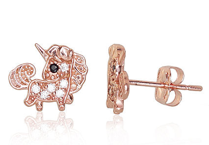 Zelta auskari-puseti #1201039(Au-R)_CZ+CZ-BK, Sarkanais Zelts 585°, Cirkoni, 0.88 gr. - Rotaslietas Avenique Design