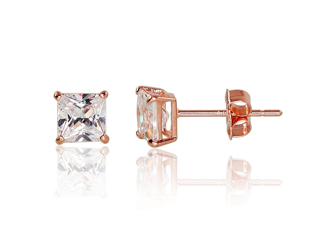 Zelta auskari-puseti #1201166(Au-R)_CZ, Sarkanais Zelts 585°, Cirkoni, 0.54 gr. - Rotaslietas Avenique Design