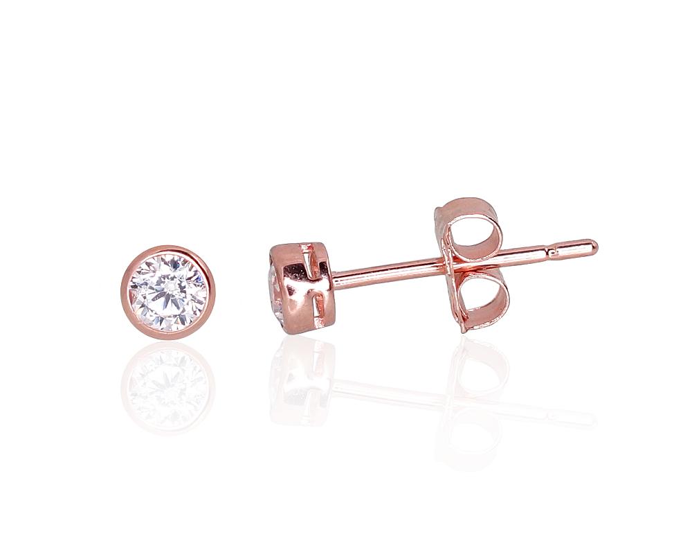 Zelta auskari-puseti #1201223(Au-R)_CZ, Sarkanais Zelts 585°, Cirkoni, 0.34 gr. - Rotaslietas Avenique Design