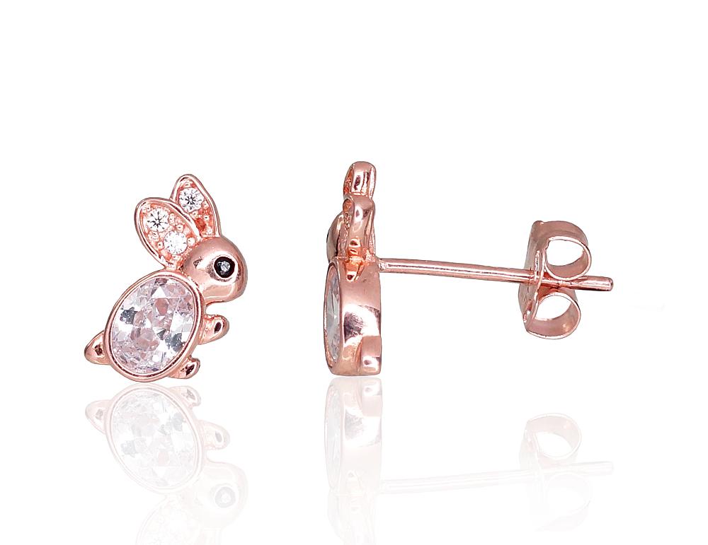 Zelta auskari-puseti #1201227(Au-R)_CZ+CZ-BK, Sarkanais Zelts 585°, Cirkoni, 0.73 gr. - Rotaslietas Avenique Design