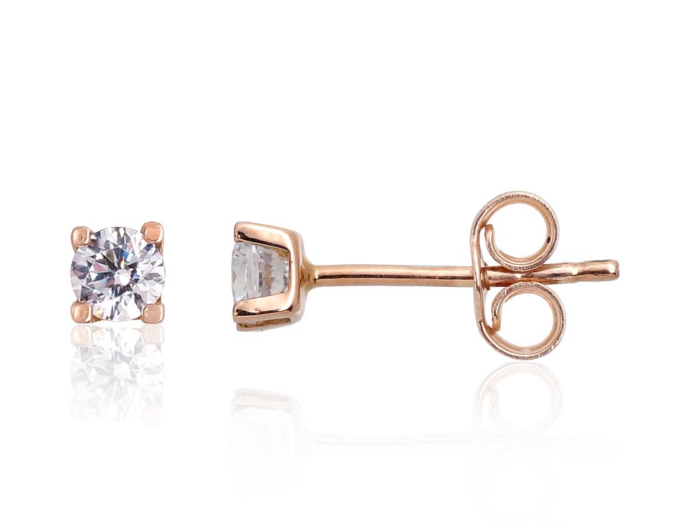 Zelta auskari-puseti #1201333(Au-R)_CZ, Sarkanais Zelts 585°, Cirkoni, 0.46 gr. - Rotaslietas Avenique Design