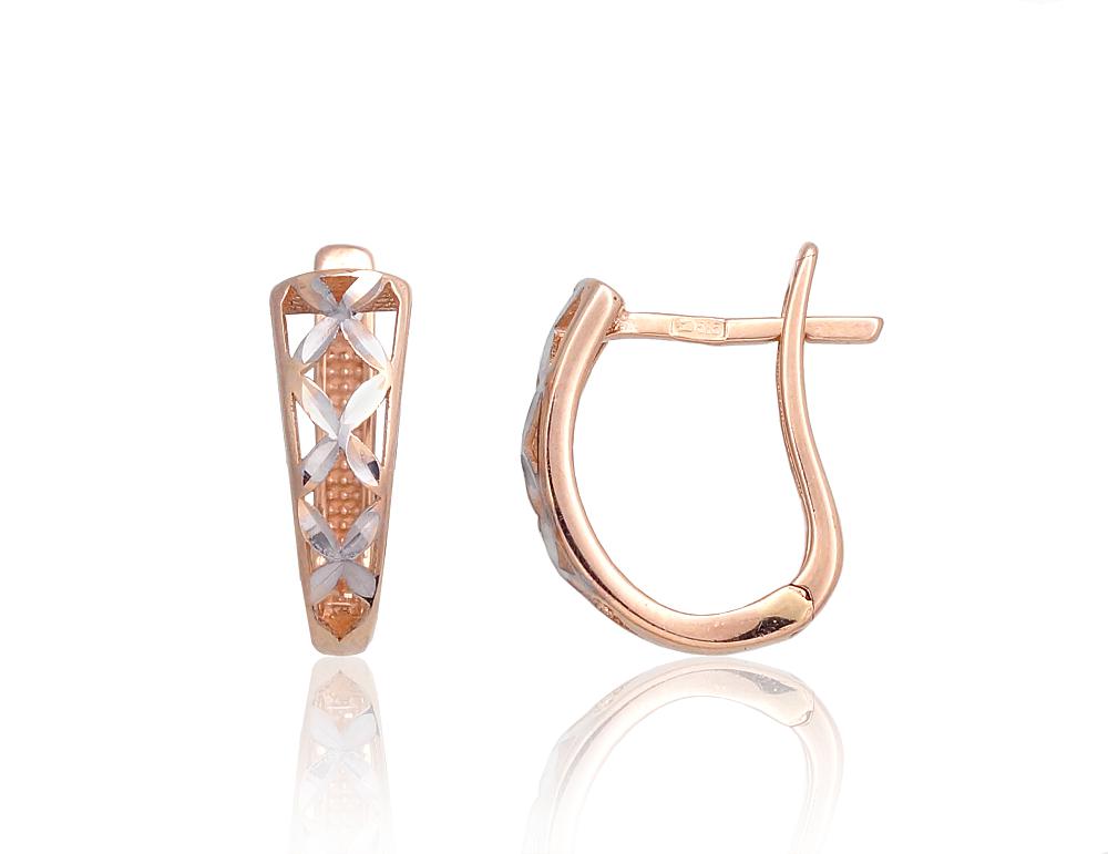 Zelta auskari ar 'angļu' slēdzēju #1201359(Au-R+PRh-W), Sarkanais Zelts 585°, rodijs (pārklājums), 1.33 gr. - Rotaslietas Avenique Design