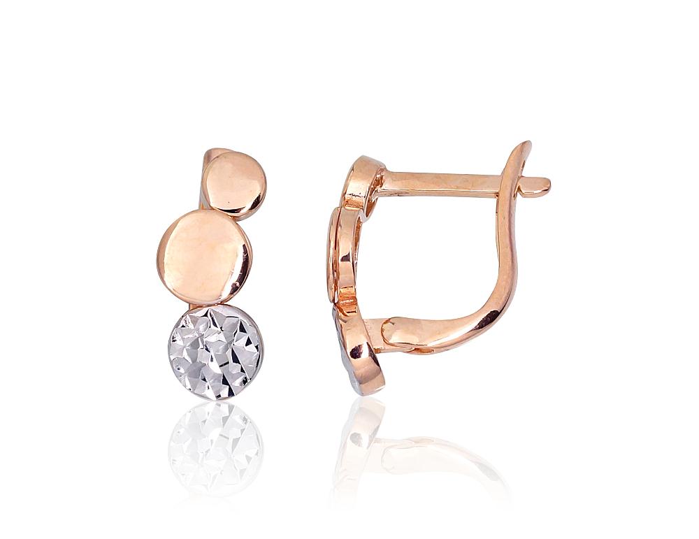 Zelta auskari ar 'angļu' slēdzēju #1201537(Au-R+PRh-W), Sarkanais Zelts 585°, rodijs (pārklājums), 2.23 gr. - Rotaslietas Avenique Design