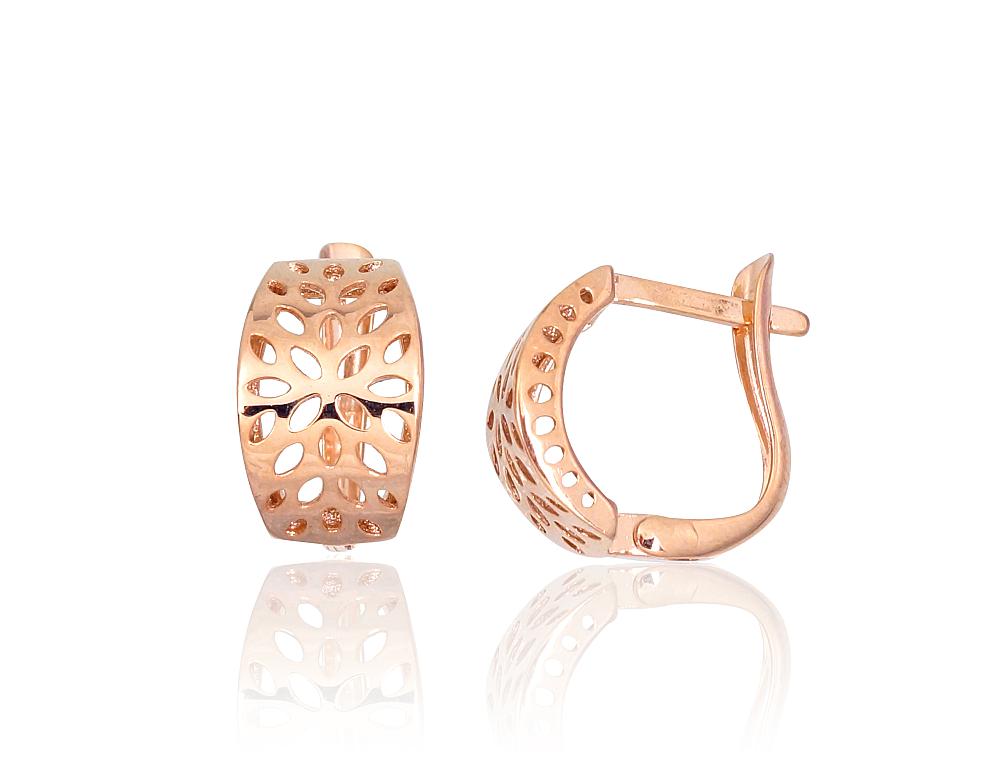 Zelta auskari ar 'angļu' slēdzēju #1201540(Au-R), Sarkanais Zelts 585°, 2.13 gr. - Rotaslietas Avenique Design