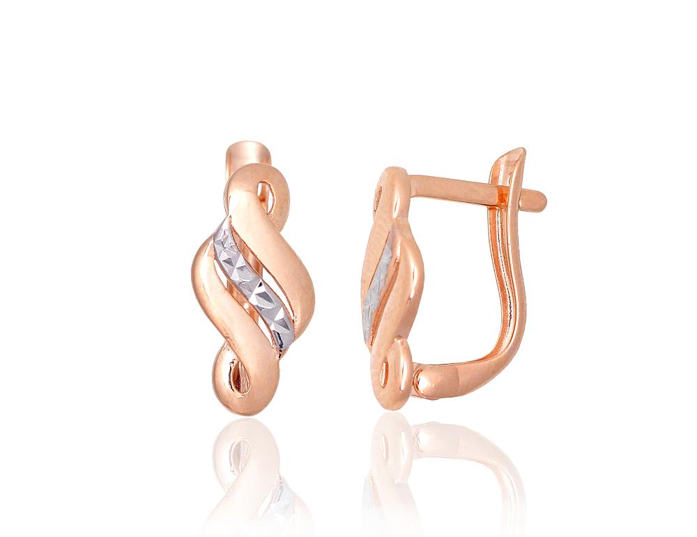 Zelta auskari ar 'angļu' slēdzēju #1201635(Au-R+PRh-W), Sarkanais Zelts 585°, rodijs (pārklājums), 1.5 gr. - Rotaslietas Avenique Design