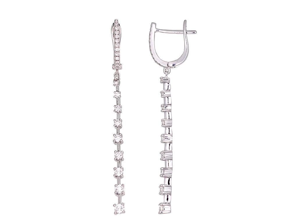 Zelta auskari ar 'angļu' slēdzēju #1201668(Au-W)_DI, Baltais Zelts 585°, Briljanti (0,524Ct), 3.45 gr. - Rotaslietas Avenique Design