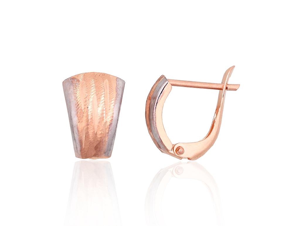 Zelta auskari ar 'angļu' slēdzēju #1201723(Au-R+PRh-W), Sarkanais Zelts 585°, rodijs (pārklājums), 1.43 gr. - Rotaslietas Avenique Design