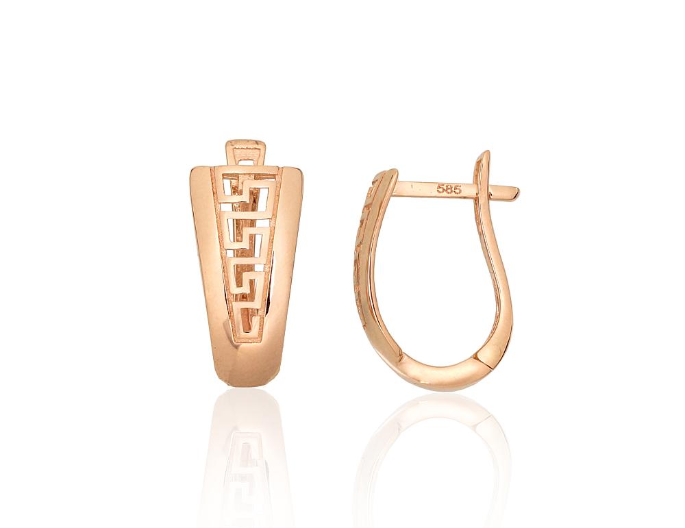 Zelta auskari ar 'angļu' slēdzēju #1201737(Au-R), Sarkanais Zelts 585°, 1.82 gr. - Rotaslietas Avenique Design