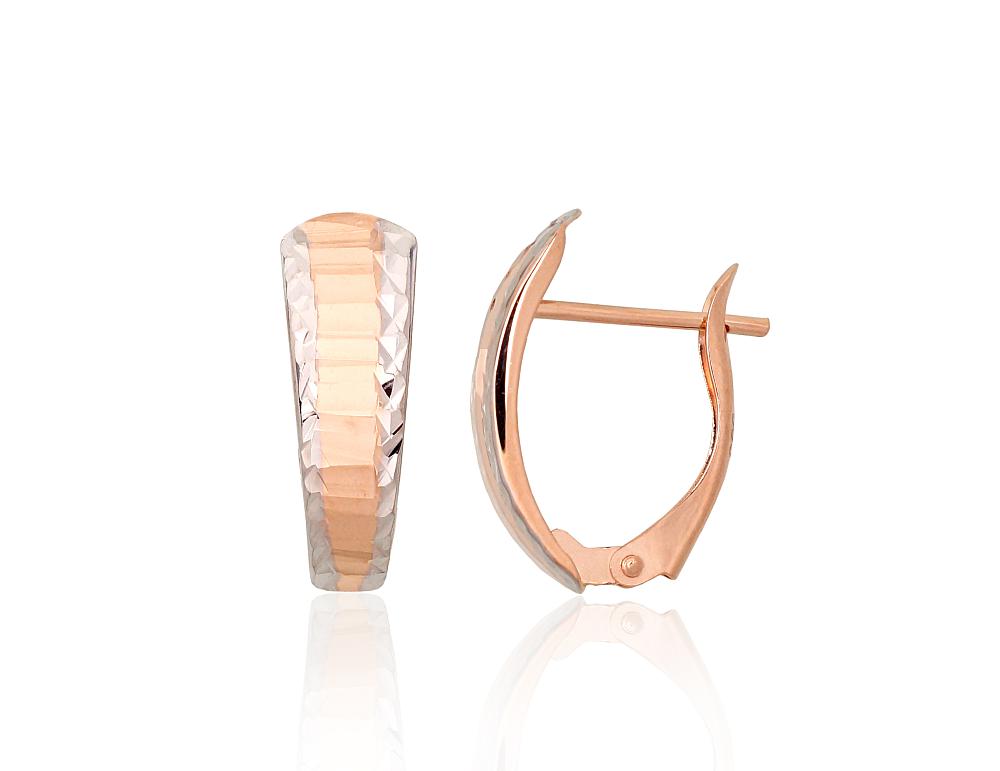 Zelta auskari ar 'angļu' slēdzēju #1201748(Au-R+PRh-W), Sarkanais Zelts 585°, rodijs (pārklājums), 1.58 gr. - Rotaslietas Avenique Design