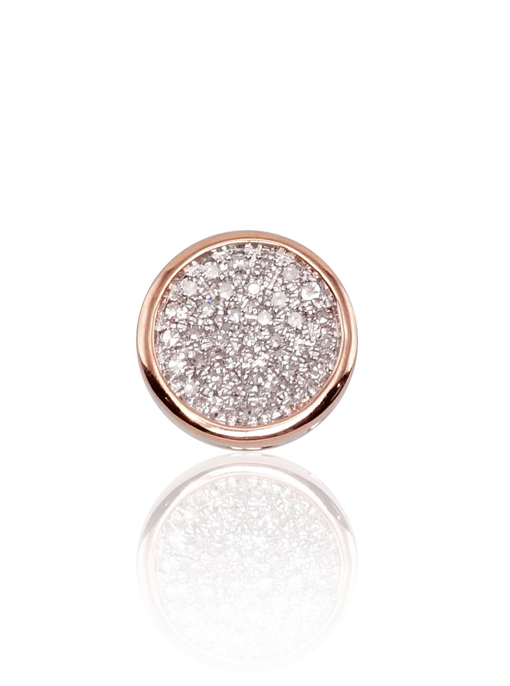 Zelta kulons #1300265(Au-R+PRh-W)_DI, Sarkanais Zelts 585°, rodijs (pārklājums), Briljanti (0,098Ct), 1.15 gr. - Rotaslietas Avenique Design