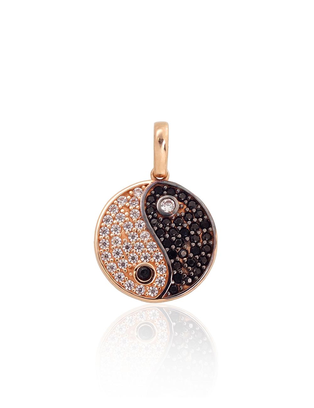 Zelta kulons #1300993(Au-R+PRh-Bk)_CZ+CZ-BK, Sarkanais Zelts 585°, rodijs (pārklājums), Cirkoni, 1.7 gr. - Rotaslietas Avenique Design