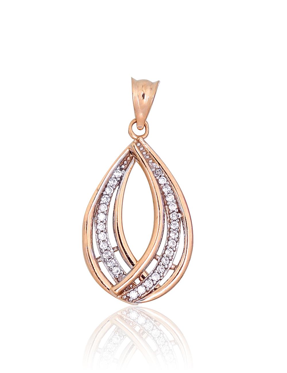 Zelta kulons #1301014(Au-R+PRh-W)_CZ, Sarkanais Zelts 585°, rodijs (pārklājums), Cirkoni, 1.59 gr. - Rotaslietas Avenique Design