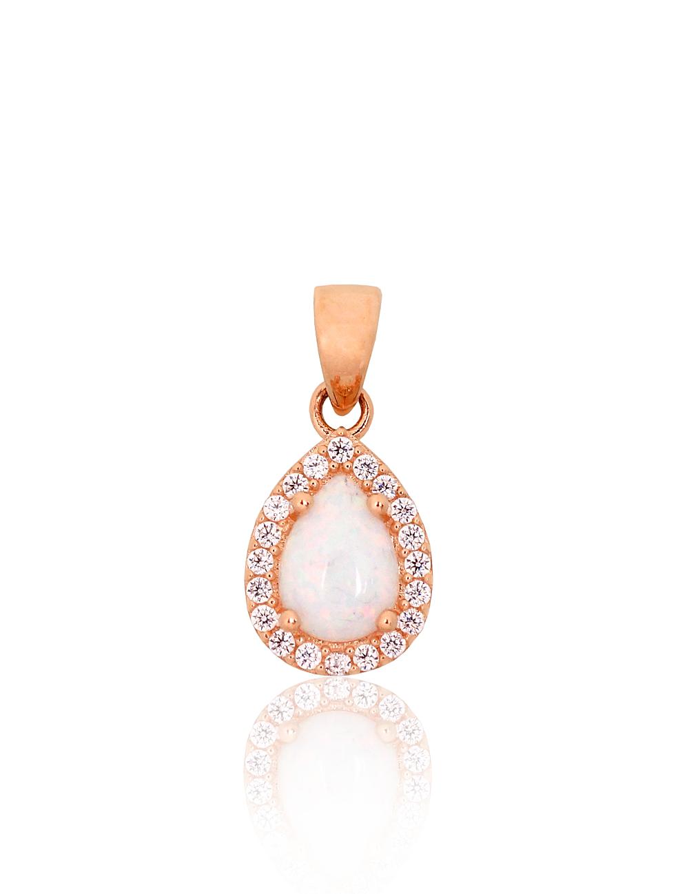 Zelta kulons #1301047(Au-R)_CZ+OP, Sarkanais Zelts 585°, Cirkoni, Opalīts, 0.94 gr. - Rotaslietas Avenique Design