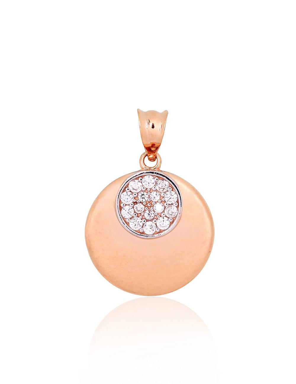 Zelta kulons #1301056(Au-R+PRh-W)_CZ, Sarkanais Zelts 585°, rodijs (pārklājums), Cirkoni, 1.44 gr. - Rotaslietas Avenique Design