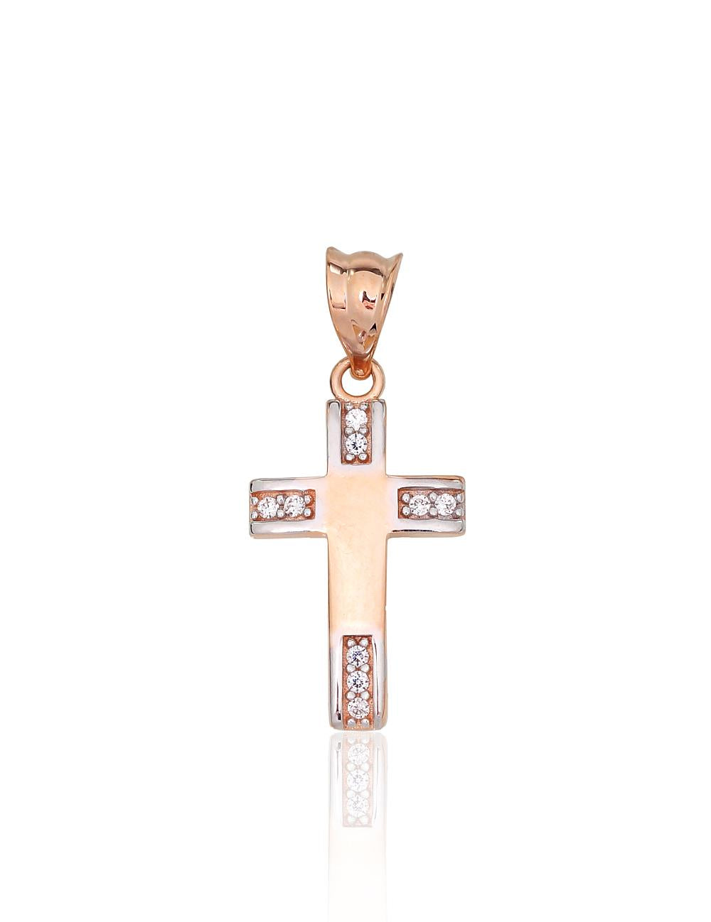 Zelta kulons #1301059(Au-R+PRh-W)_CZ, Sarkanais Zelts 585°, rodijs (pārklājums), Cirkoni, 0.88 gr. - Rotaslietas Avenique Design