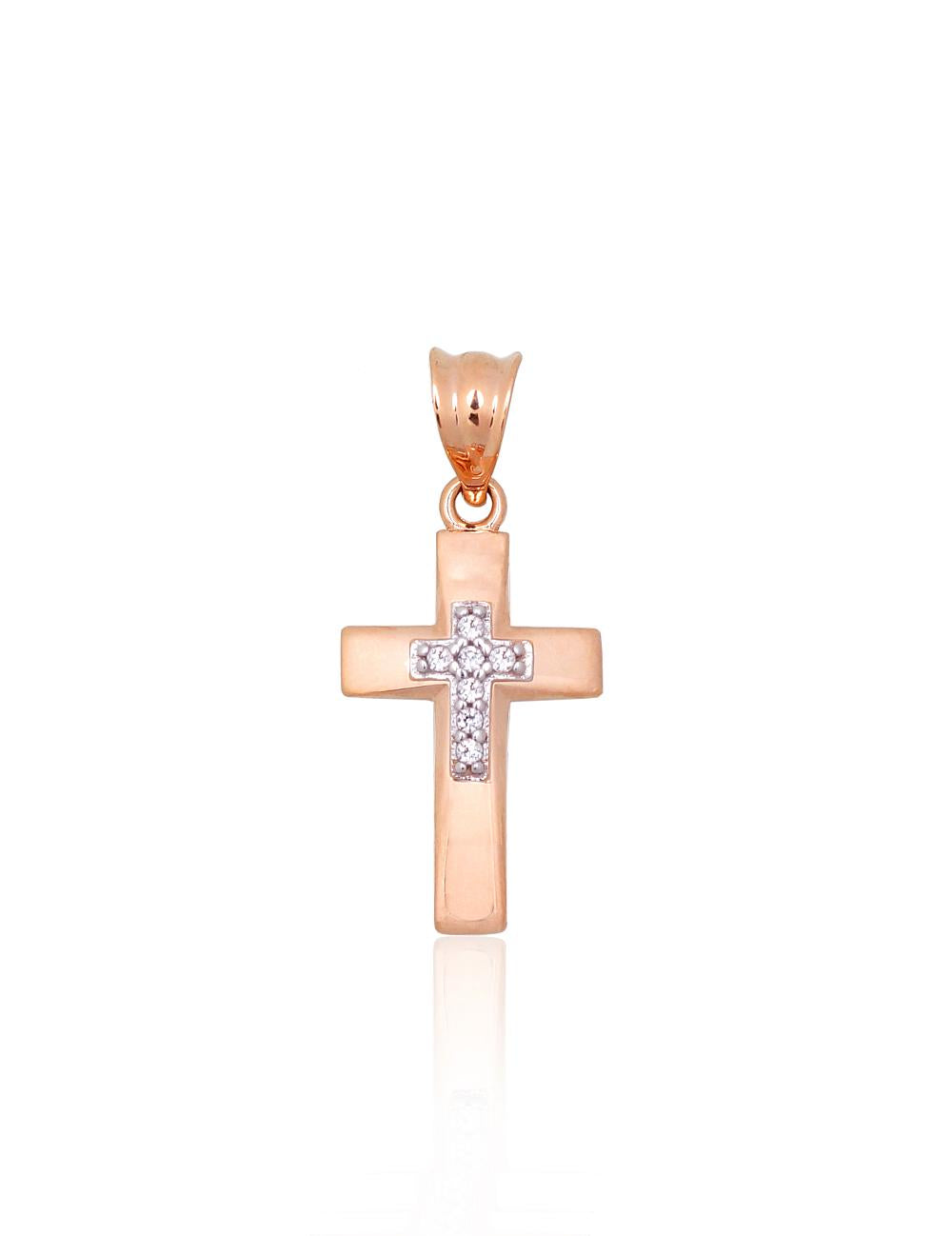 Zelta kulons #1301060(Au-R+PRh-W)_CZ, Sarkanais Zelts 585°, rodijs (pārklājums), Cirkoni, 0.87 gr. - Rotaslietas Avenique Design