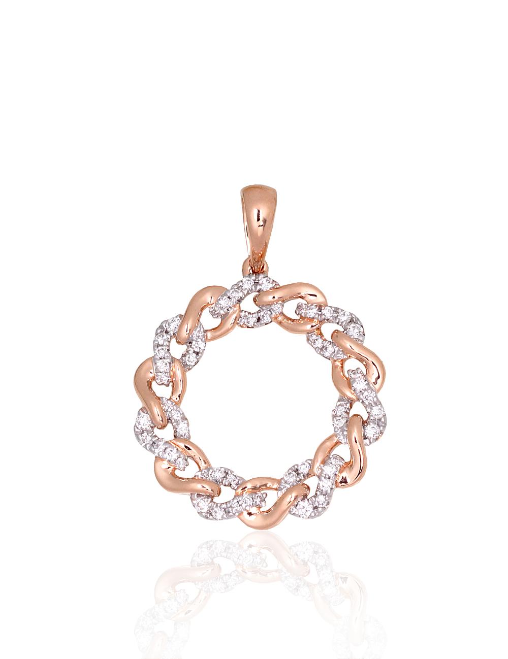 Zelta kulons #1301072(Au-R+PRh-W)_DI, Sarkanais Zelts 585°, rodijs (pārklājums), Briljanti (0,16Ct), 1.79 gr. - Rotaslietas Avenique Design