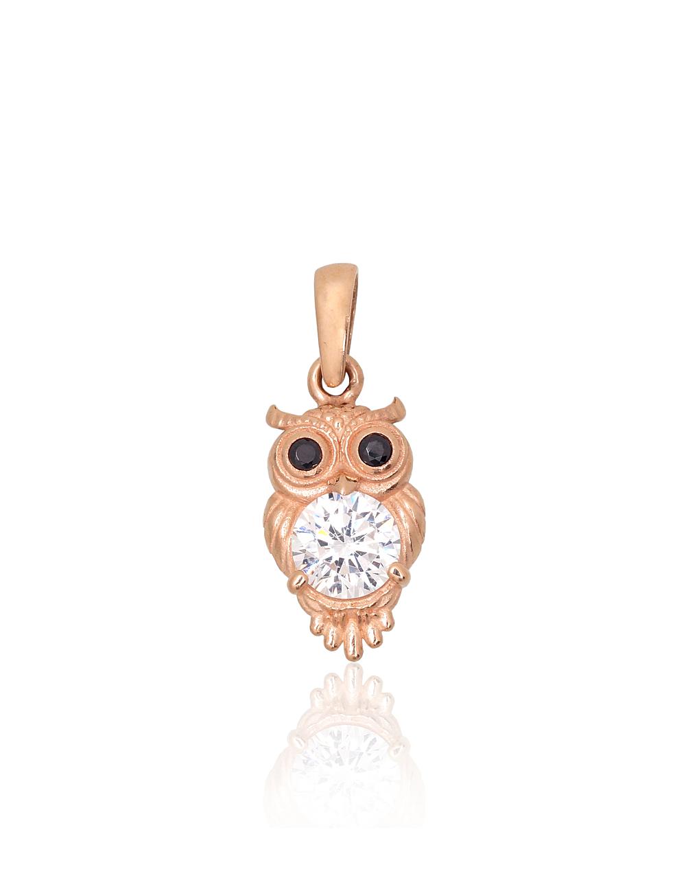 Zelta kulons #1301123(Au-R)_CZ+CZ-BK, Sarkanais Zelts 585°, Cirkoni, 0.97 gr. - Rotaslietas Avenique Design