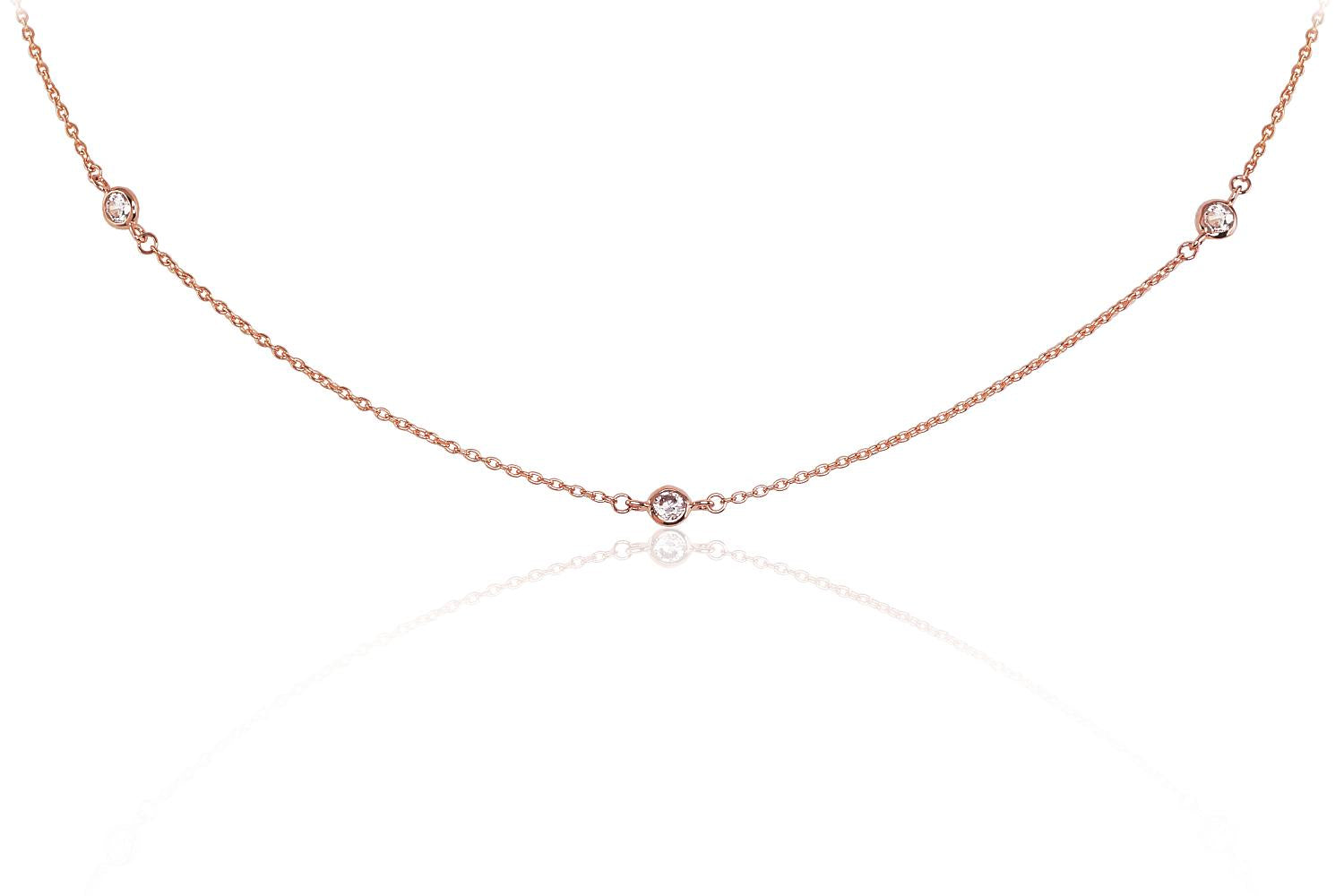 Zelta kaklarota #1500020(Au-R)_CZ, Sarkanais Zelts 585°, Cirkoni, garums: 42 cm, 2.15 gr. - Rotaslietas Avenique Design