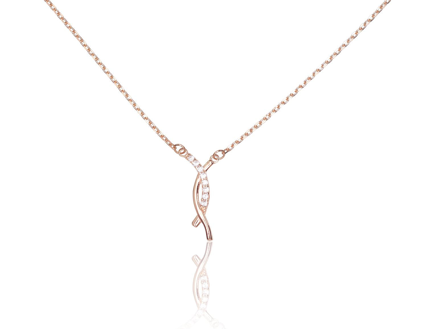 Zelta kaklarota #1500054(Au-R)_CZ, Sarkanais Zelts 585°, Cirkoni, garums: 45 cm, 1.76 gr. - Rotaslietas Avenique Design