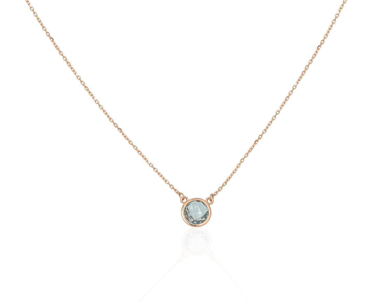 Zelta kaklarota #1500056(Au-R)_TZLB, Sarkanais Zelts 585°, Debess zils topāzs, garums: 42 cm, 1.46 gr. - Rotaslietas Avenique Design