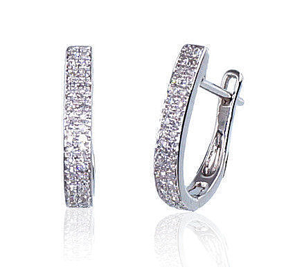 Zelta auskari ar 'angļu' slēdzēju #1200272(Au-W)_DI, Baltais Zelts 585°, Briljanti (0,2Ct), 2.23 gr. - Rotaslietas Avenique Design