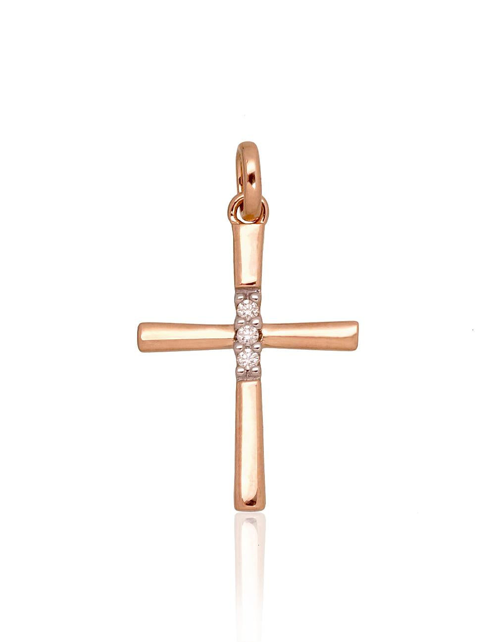 Zelta kulons #1300518(Au-R+PRh-W)_DI, Sarkanais Zelts 585°, rodijs (pārklājums), Briljanti (0,03Ct), 0.72 gr. - Rotaslietas Avenique Design