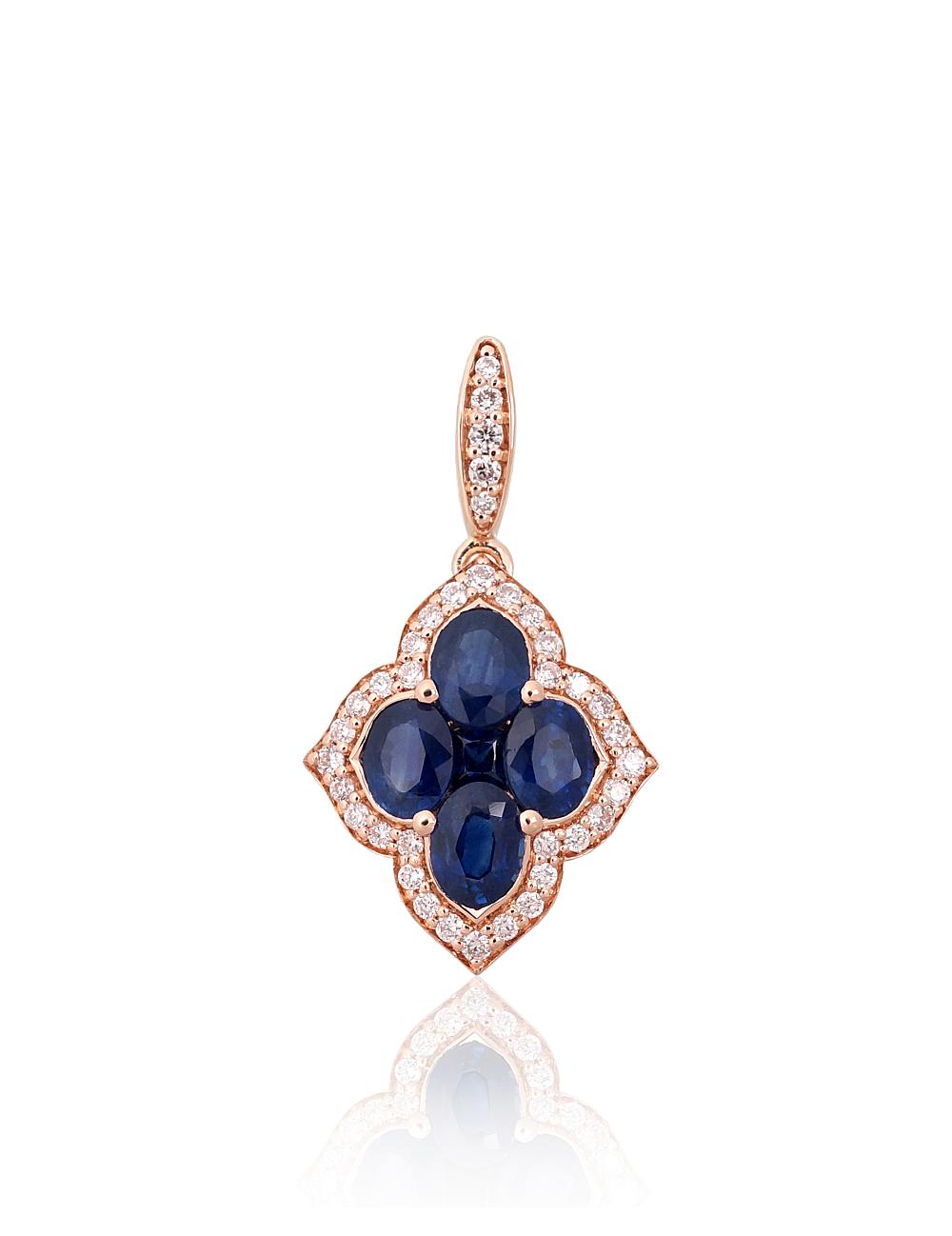 Zelta kulons #1301019(Au-R)_DI+SA, Sarkanais Zelts 585°, Briljanti (0,148Ct), Safīrs (0,998Ct), 1.29 gr. - Rotaslietas Avenique Design