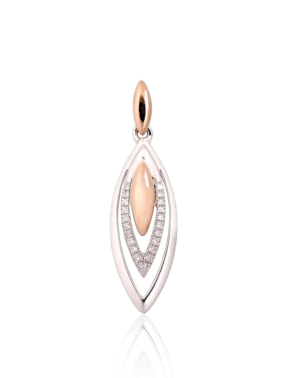 Zelta kulons #1301021(Au-R+Au-W)_DI, Sarkanais/Baltais Zelts 585°, Briljanti (0,054Ct), 1.1 gr. - Rotaslietas Avenique Design