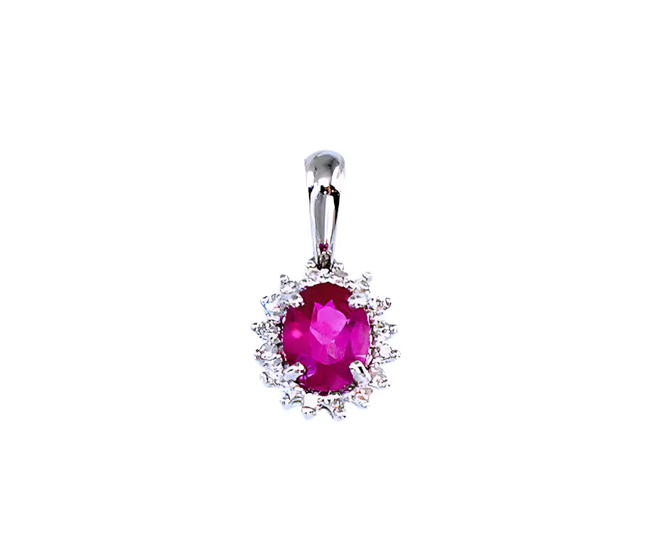 Zelta kulons 585 prove un Rubīns 0.5ct, Briljanti 0.04ct ↑14 mm